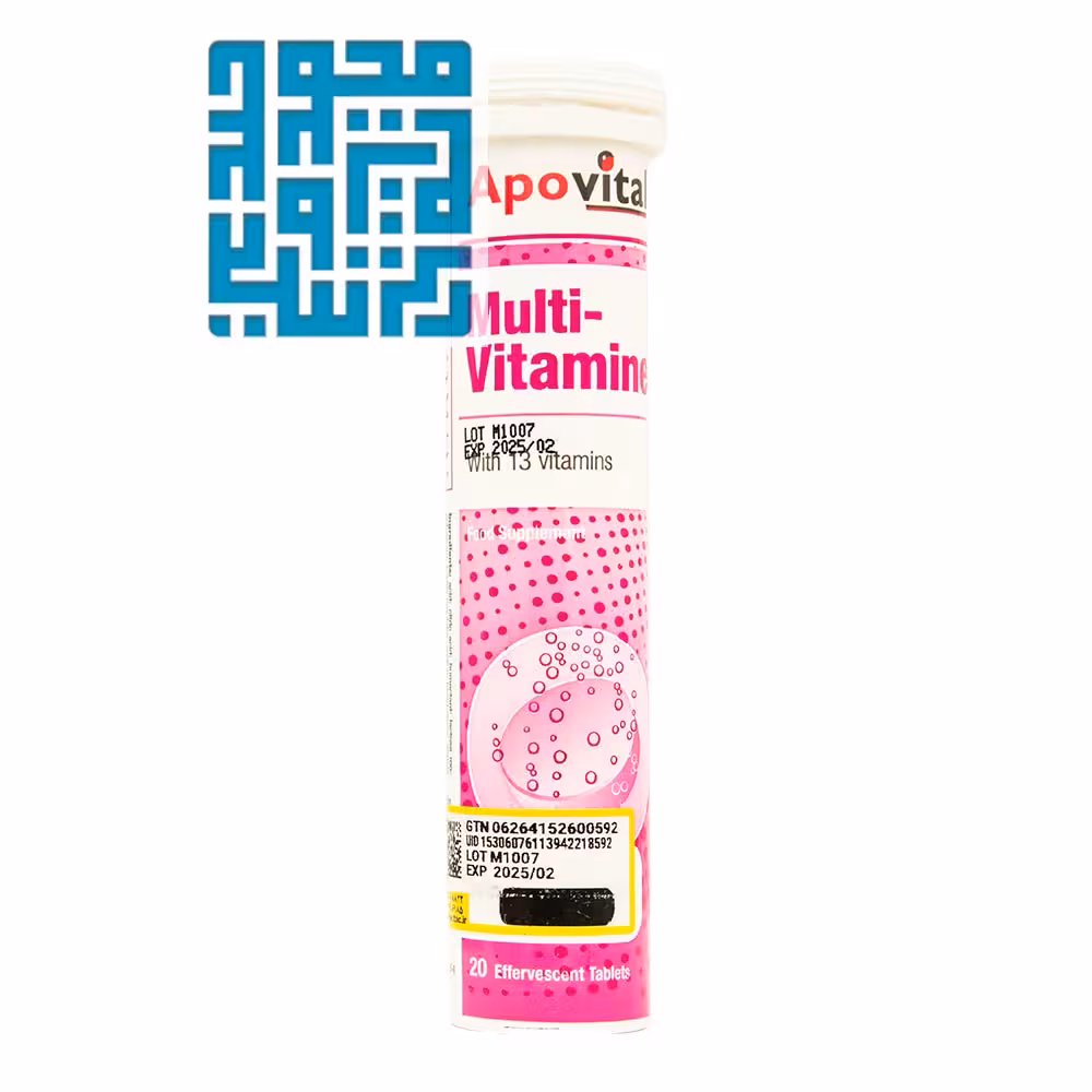 خرید قرص جوشان مولتی ویتامین آپوویتال 20 عددی