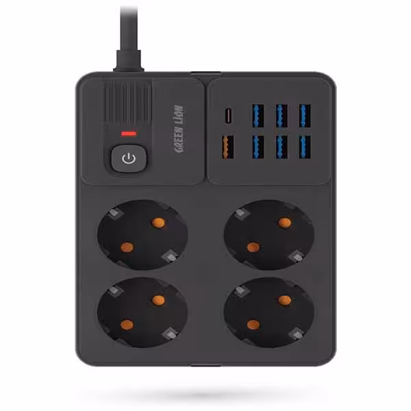 چند راهی هوشمند و شارژر گرین لاین Green Lion Power Socket 7 USB-A Port & 1 PD Port 3250W
