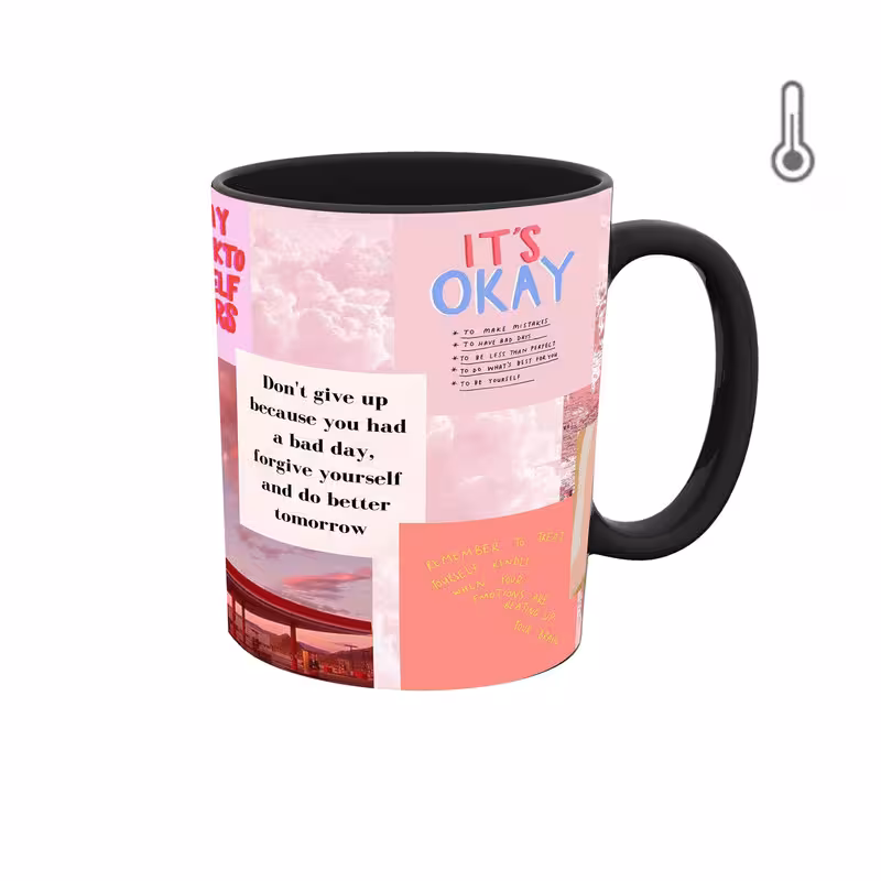 خرید ماگ-لیوان حرارتی  گرافیکی متن انگیزشی رنگ صورتی