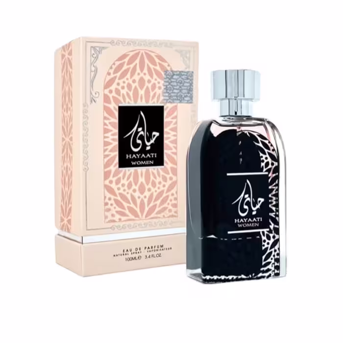 عطر ادوپرفیوم زنانه ارض الزعفران مدل HAYAATI حجم 100 میلی لیتر خنک شیرین
