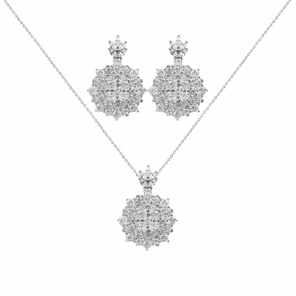 نیم ست نقره زنانه مجلسی ظریف و زیبا مدل NI U1