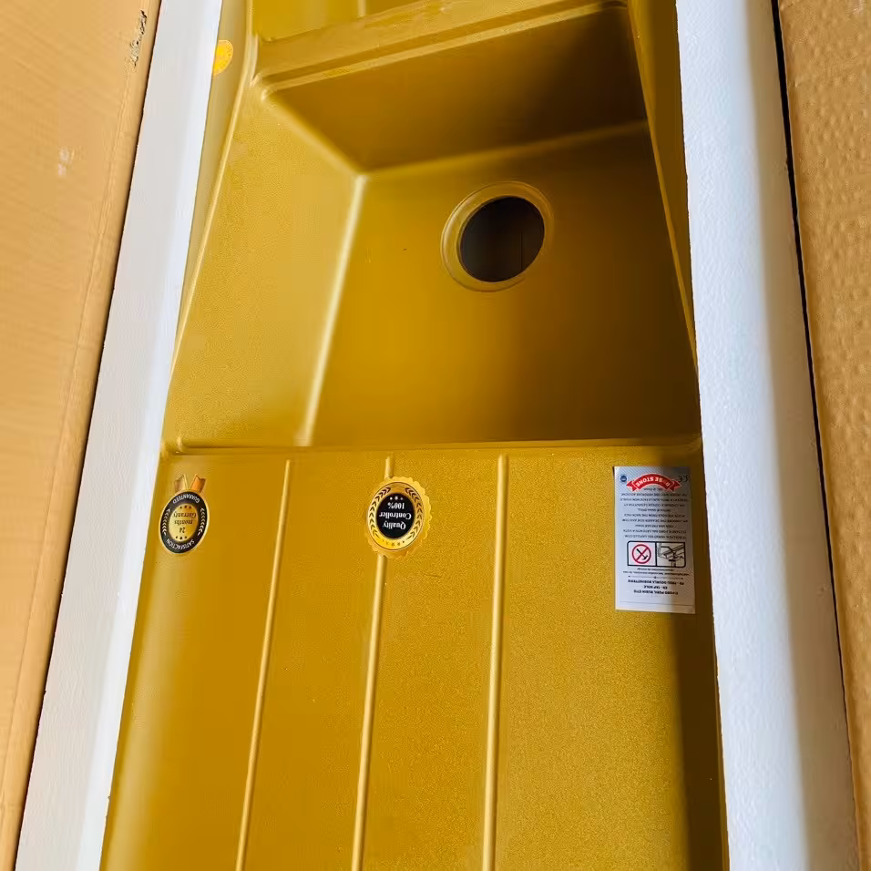 سینک گرانیتی زیبا و با گارنتی دو ساله بی قید و شرط شامل شکستن و خط و خش و لک گرفتن با رزین و مواد ترک