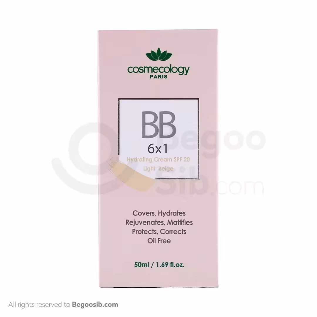 کرم 6*1 رطوبت رسان رنگی کاسمکولوژی spf 20 فاقد چربی بژ روشن 50 میلی لیتری