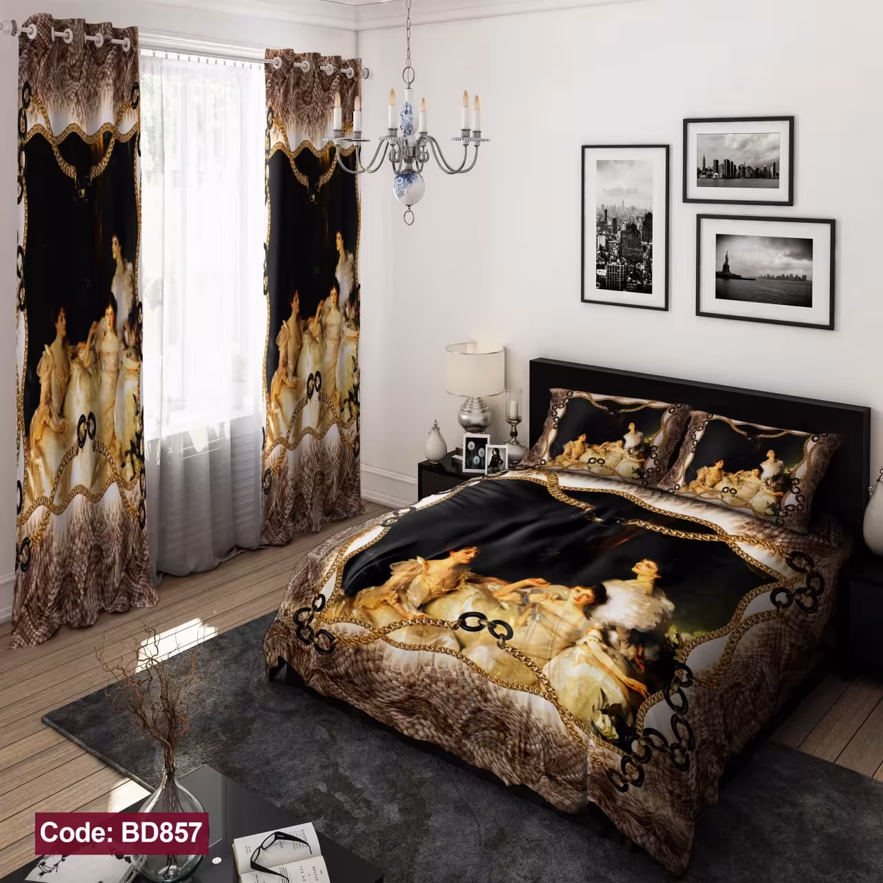 ست 6 تکه روتختی مخمل ضد لک ترک طرح بزرگسال کد 857