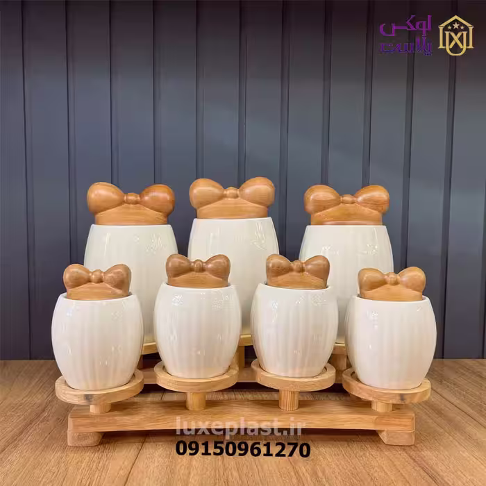 پاسماوری 7 پارچه تندیس چوب و سرامیک 3878