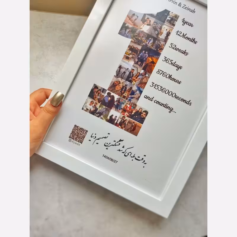 تابلو موزیکال کلاژ عدد کادوی سالگرد،ماهگرد،عقد سایز A4