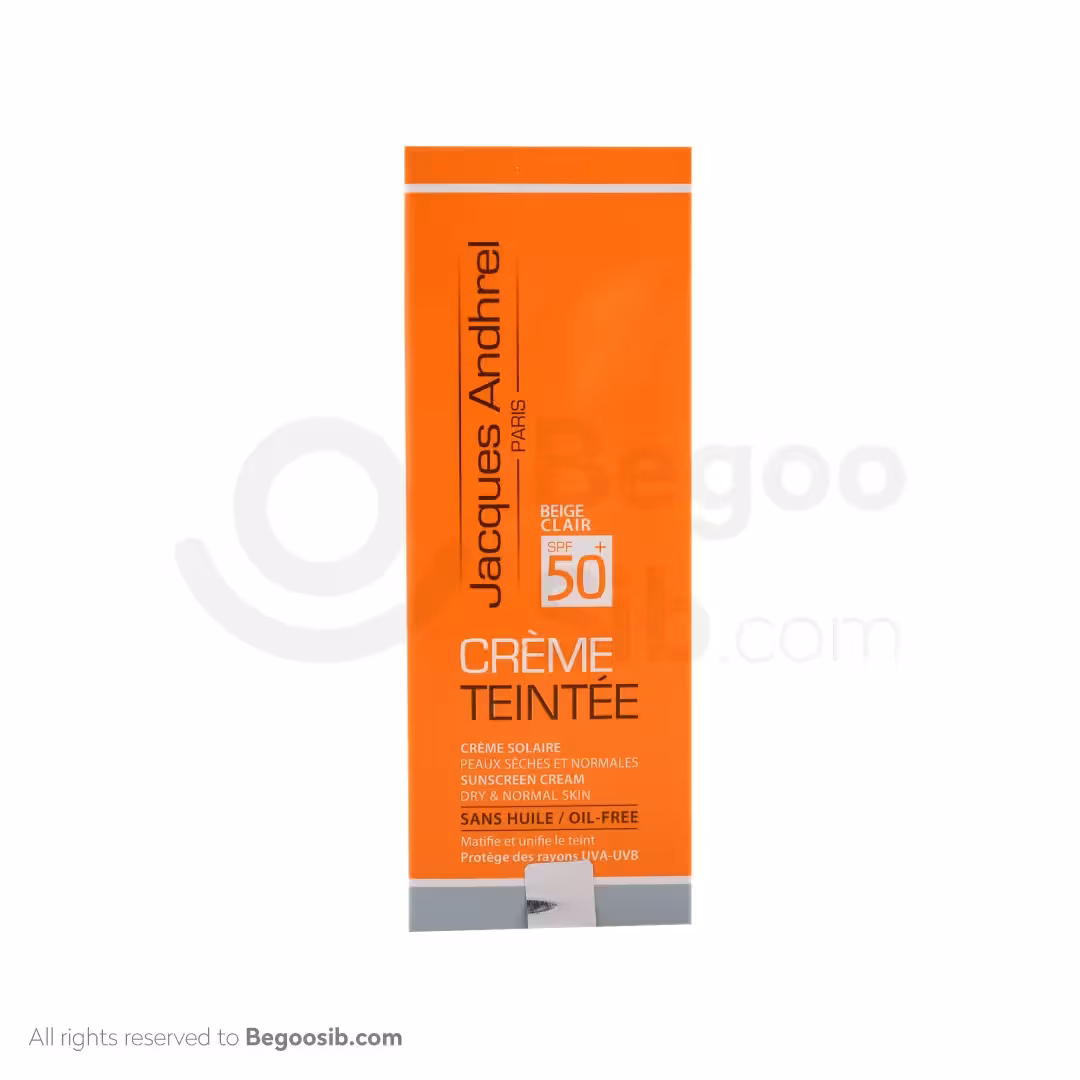 کرم ضد آفتاب SPF50 ژاک آندرل پاریس مناسب پوست های خشک و معمولی بژ روشن 50 میلی لیتری