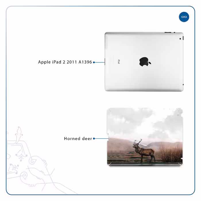 برچسب پوششی ماهوت مدل Horned Deer مناسب برای تبلت اپل iPad 2 2011 A1396