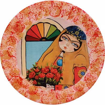 بشقاب دیوارکوب سفالی مدل خاتون کد 1