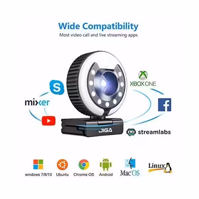 وب کم جیگا مدل Streaming with 3 Adjustable Ring Light