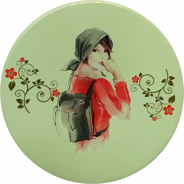 بشقاب دیوارکوب سفالی مدل دختر کد 1