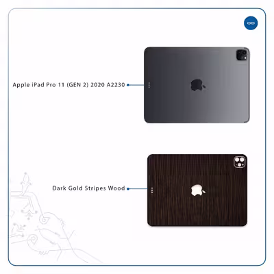 برچسب پوششی ماهوت مدل Dark-Gold-Stripes-Wood مناسب برای تبلت اپل iPad Pro 11 (GEN 2) 2020 A2230