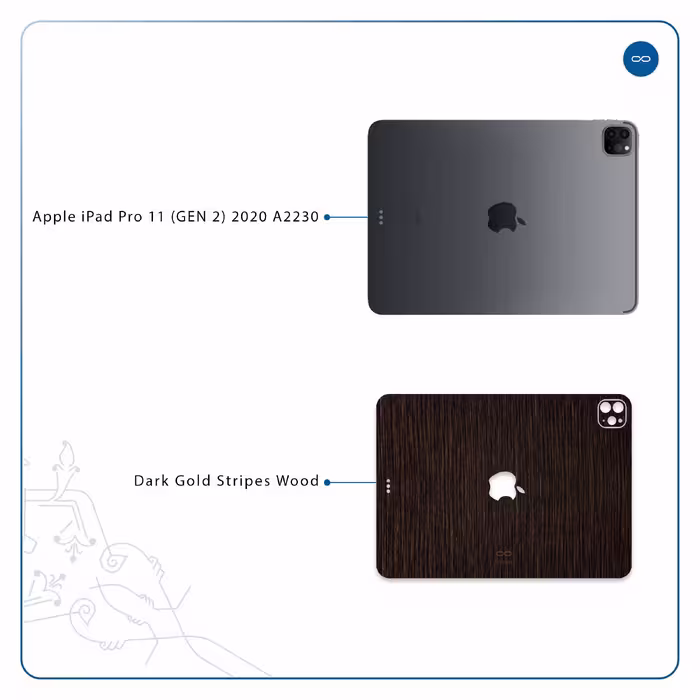 برچسب پوششی ماهوت مدل Dark-Gold-Stripes-Wood مناسب برای تبلت اپل iPad Pro 11 (GEN 2) 2020 A2230