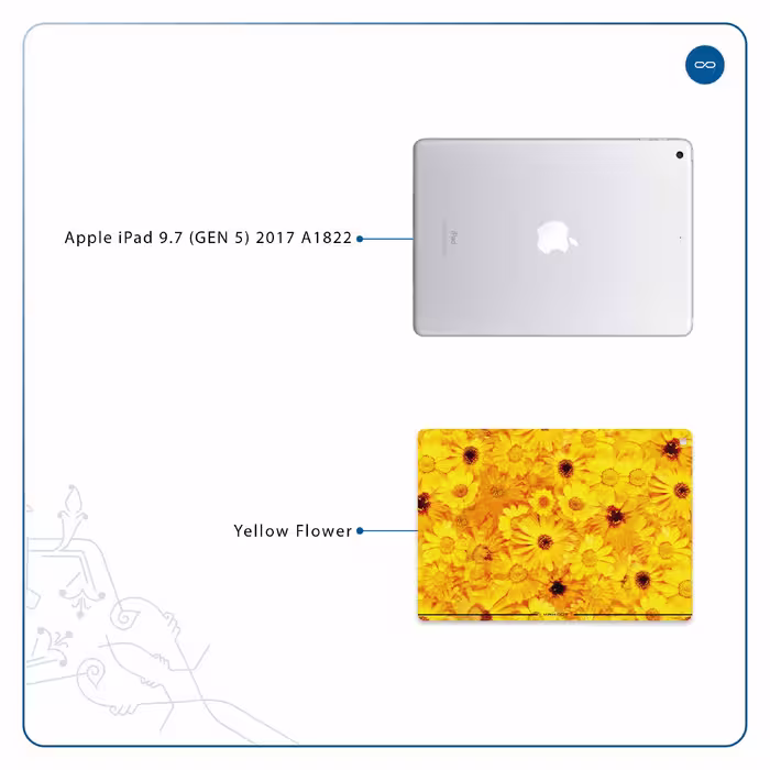 برچسب پوششی ماهوت مدل Yellow-Flower مناسب برای تبلت اپل iPad 9.7 (GEN 5) 2017 A1822