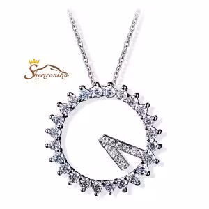 گردنبند آویز طرح ساعت سیلور کد NEC435S0