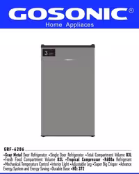 مینی یخچال گوسونیک GRF-6206 با گاز R600 گنجایش 83 لیتر