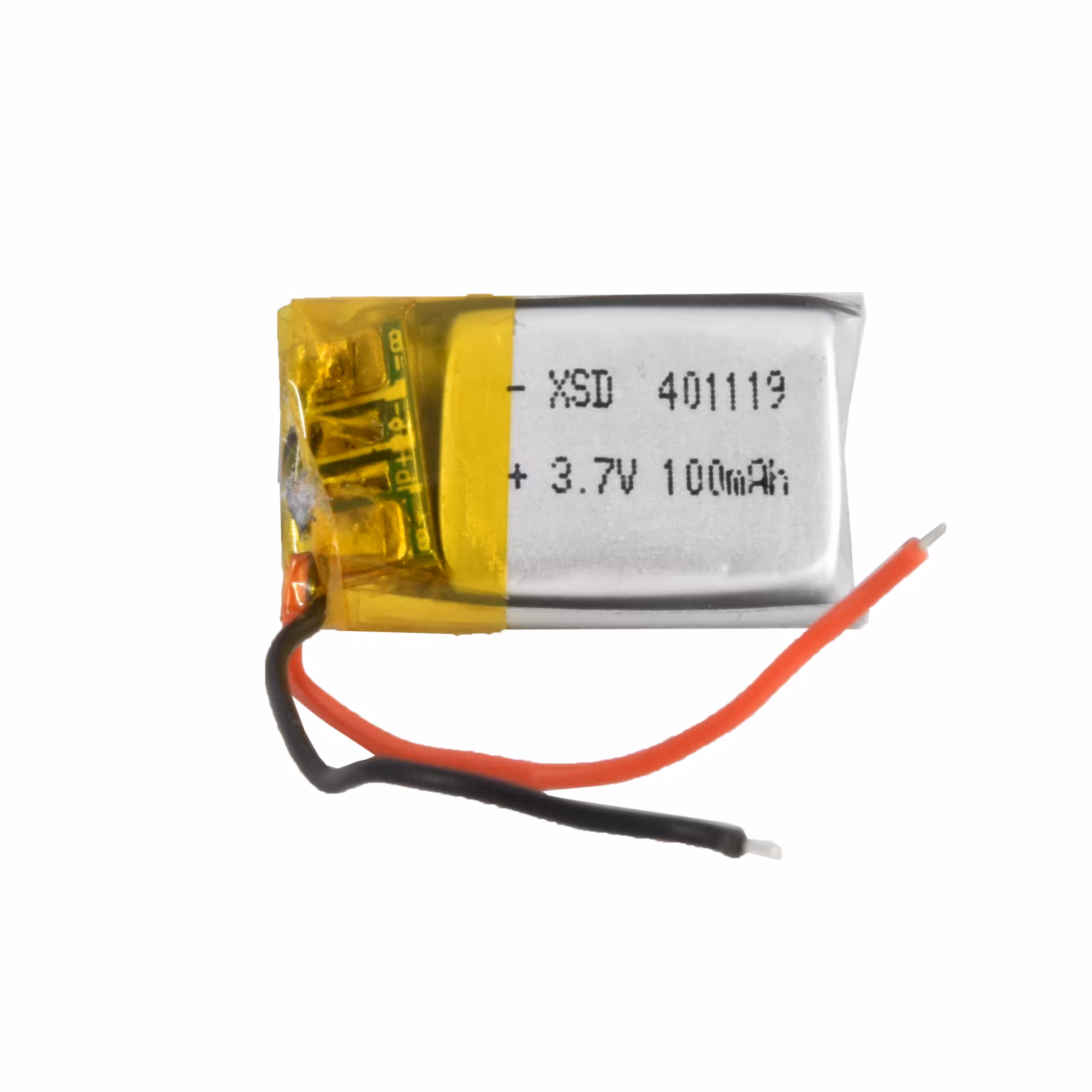 باتری لیتیوم پلیمر 3.7v ظرفیت 100mA ابعاد 401119