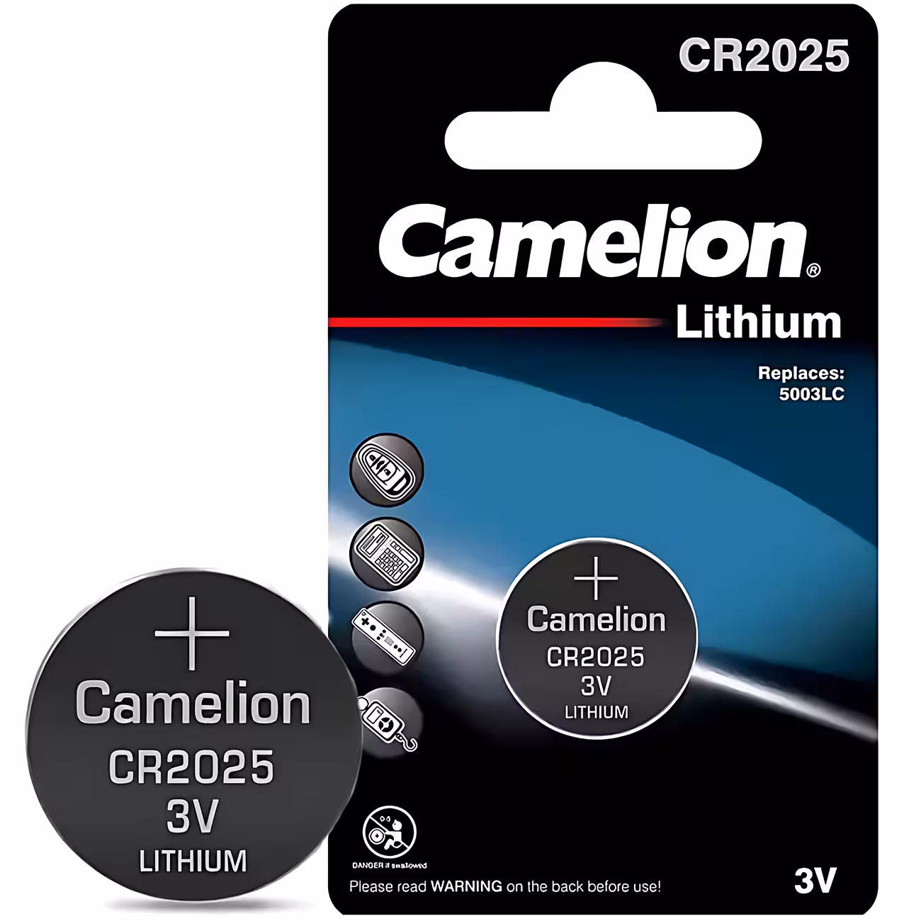 باتری سکه‌ای لیتیومی ولتاژ 3 ولت ظرفیت 150میلی‌آمپر کملیون CR2025