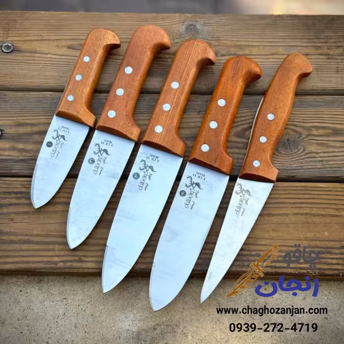 سرویس 5 تاسی چاقو قصابی مدل سلاخی و بیخصی برند گوزن نشان
