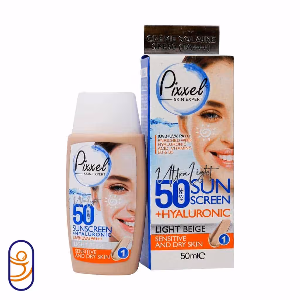 کرم ضدآفتاب بدون رنگ مناسب پوست خشک و نرمال SPF50 پیکسل