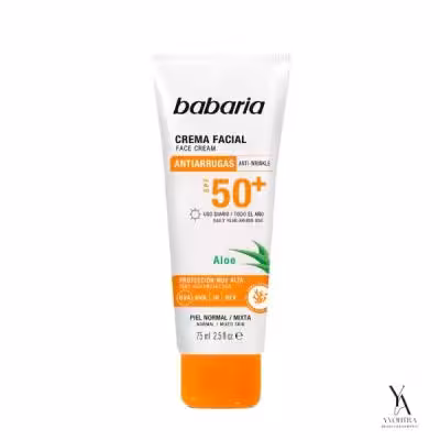 ضد آفتاب ضد پیری SPF50 باباریا BABARIA حاوی آلوورا حجم 75 میل