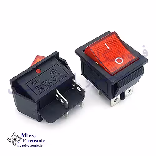 کلید راکر بزرگ چراغدار قرمز KCD4-102N