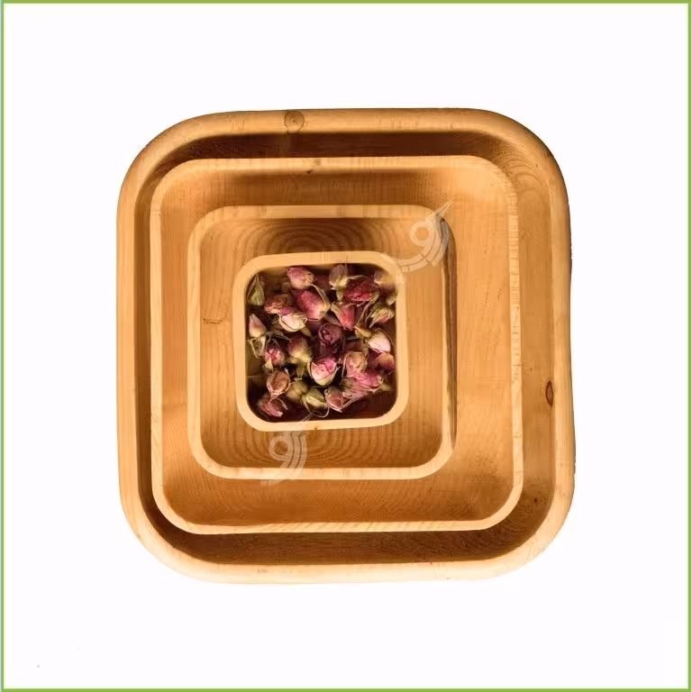 ظرف چوبی مربع 25 کد 102036