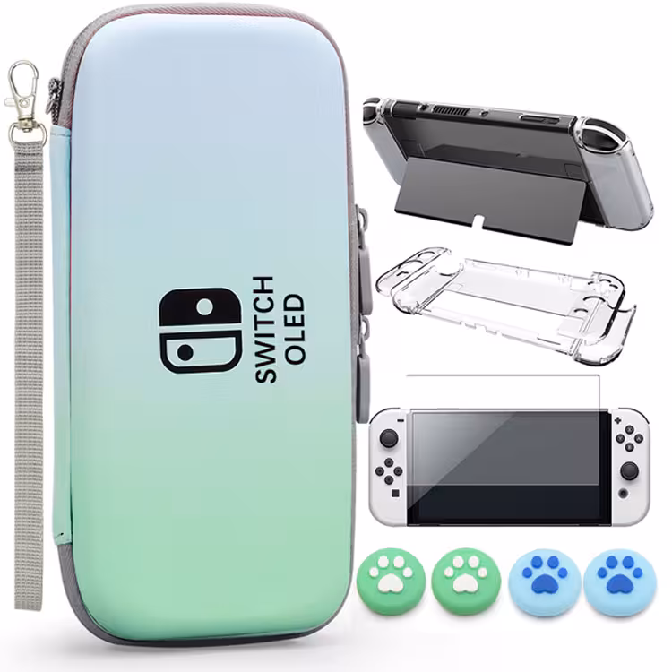 VGBUS 7-in-1 Accessory Case for Nintendo Switch OLED – Turquoise/Green