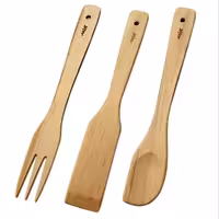 ست کفگیر ملاقه چوبی سپیدار بسته 3عددی | amazonchi