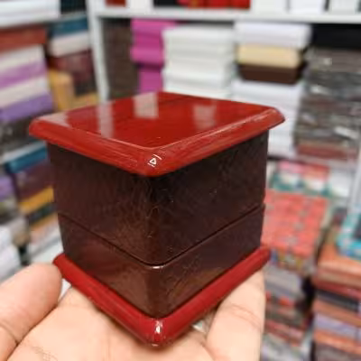 جعبه حلقه ستی چرم پلی استر زرشکی