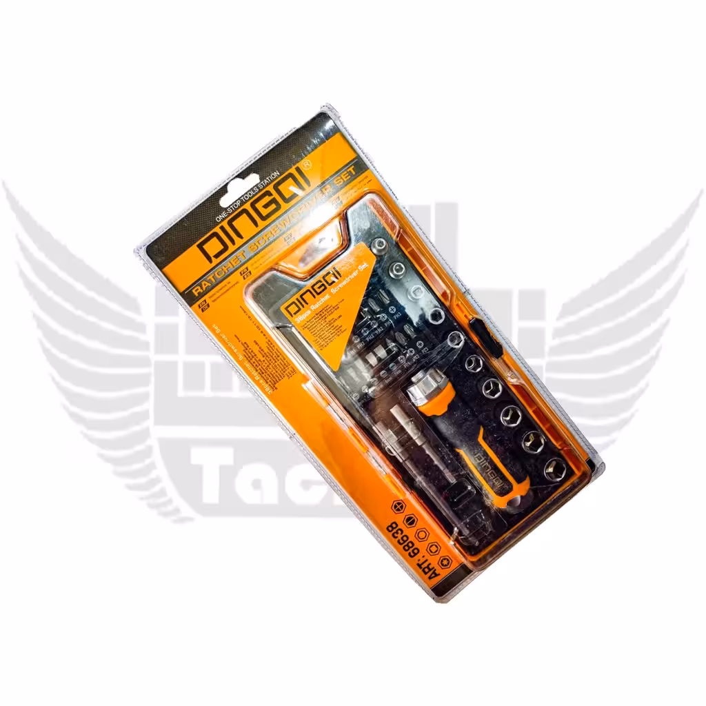 مجموعه بکس و پیچ گوشتی جغجغه 38 عددی DINGQI مدل 68638