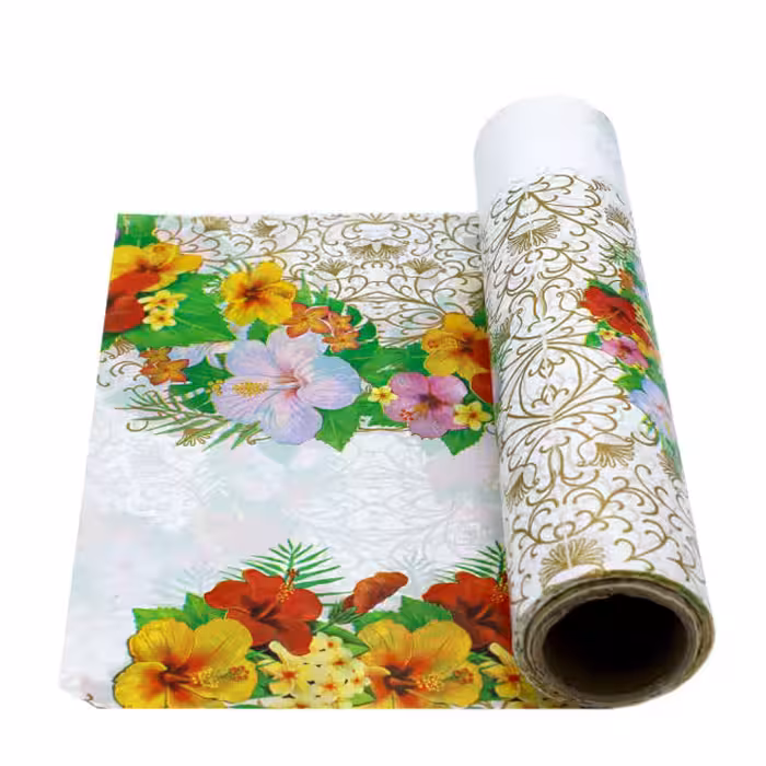 سفره رولی پشت ابریشم گل هفت رنگ عرض 100 سانتی متری