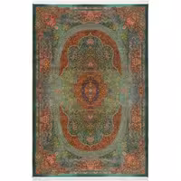 فرش 1500 شانه طرح دستباف 20015184 سبز دریایی