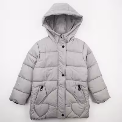 کاپشن پفکی دخترانه قلبی طوسی کد 10504