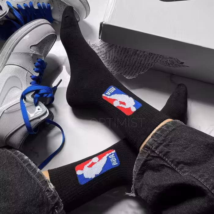 جوراب ساقدار طرح NBA زمینه مشکی اسپرت کش انگلیسی فری سایز