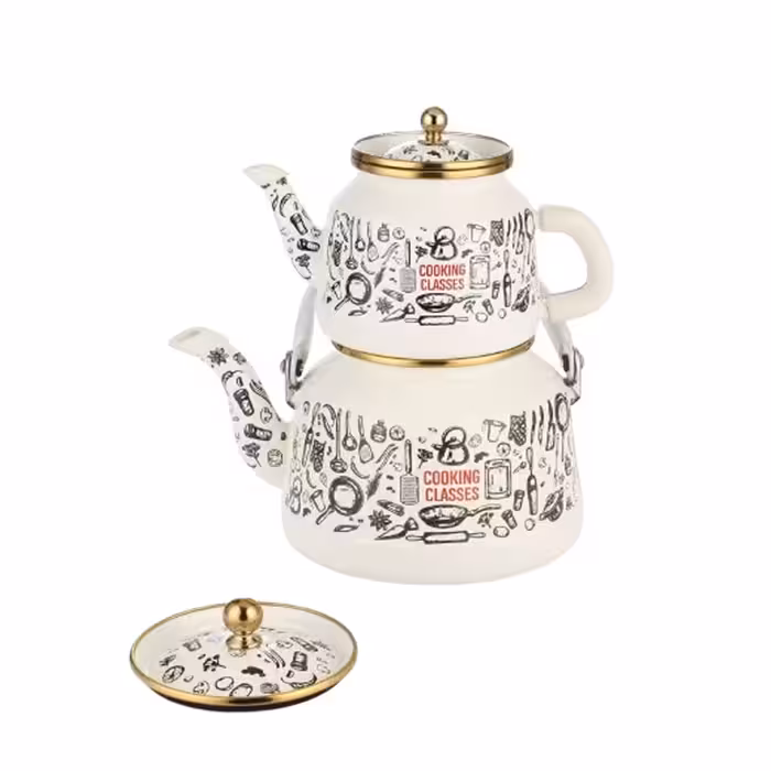 کتری قوری لعابی ترک طرح COOKING