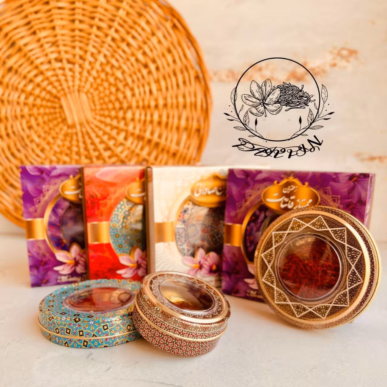 زعفران نگین 2 گرمی ممتاز قائنات طرح خاتم 