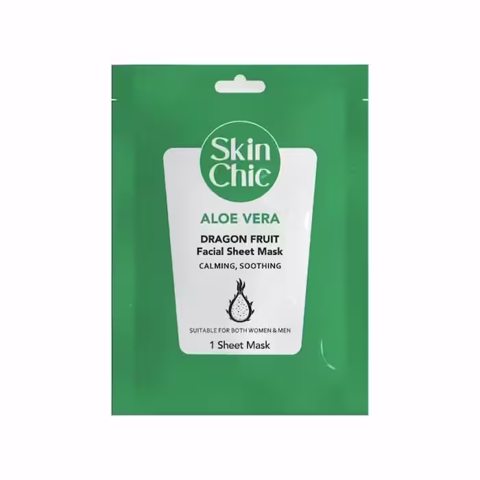 ماسک صورت ورقه ای حاوی عصاره آلوئه ورا و دراگون فروت اسکین شیک حجم 25 میلی لیتر (بسته سه عددی)