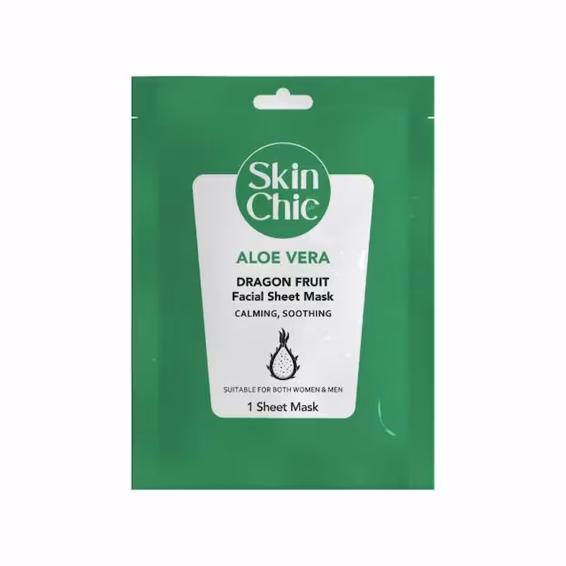 ماسک صورت ورقه ای حاوی عصاره آلوئه ورا و دراگون فروت اسکین شیک حجم 25 میلی لیتر (بسته سه عددی)