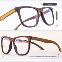 عینک چوبی با شیشه طبی (عکس نسخه رو دایرکت ارسال کنید) (پس کرایه)