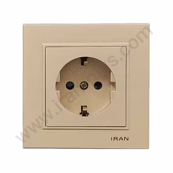 پریز برق ارت دار پایه سرامیکی مدل برلیان رنگی بژ