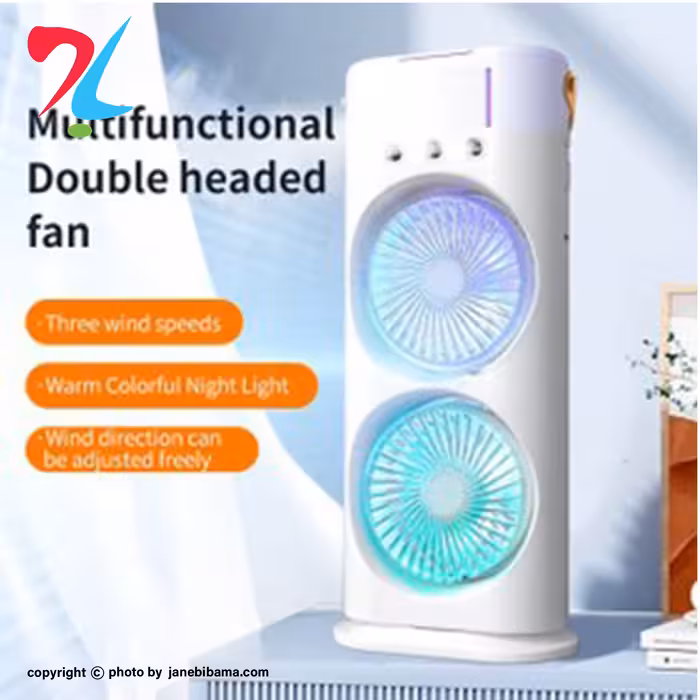 پنکه شارژی مه‌پاش دو فن چرخشی