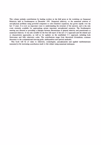 خرید و دانلود نسخه کامل کتاب Approaches to Numerical Relativity: Proceedings of the International Workshop on Numerical Relativity, Southampton, December 1991