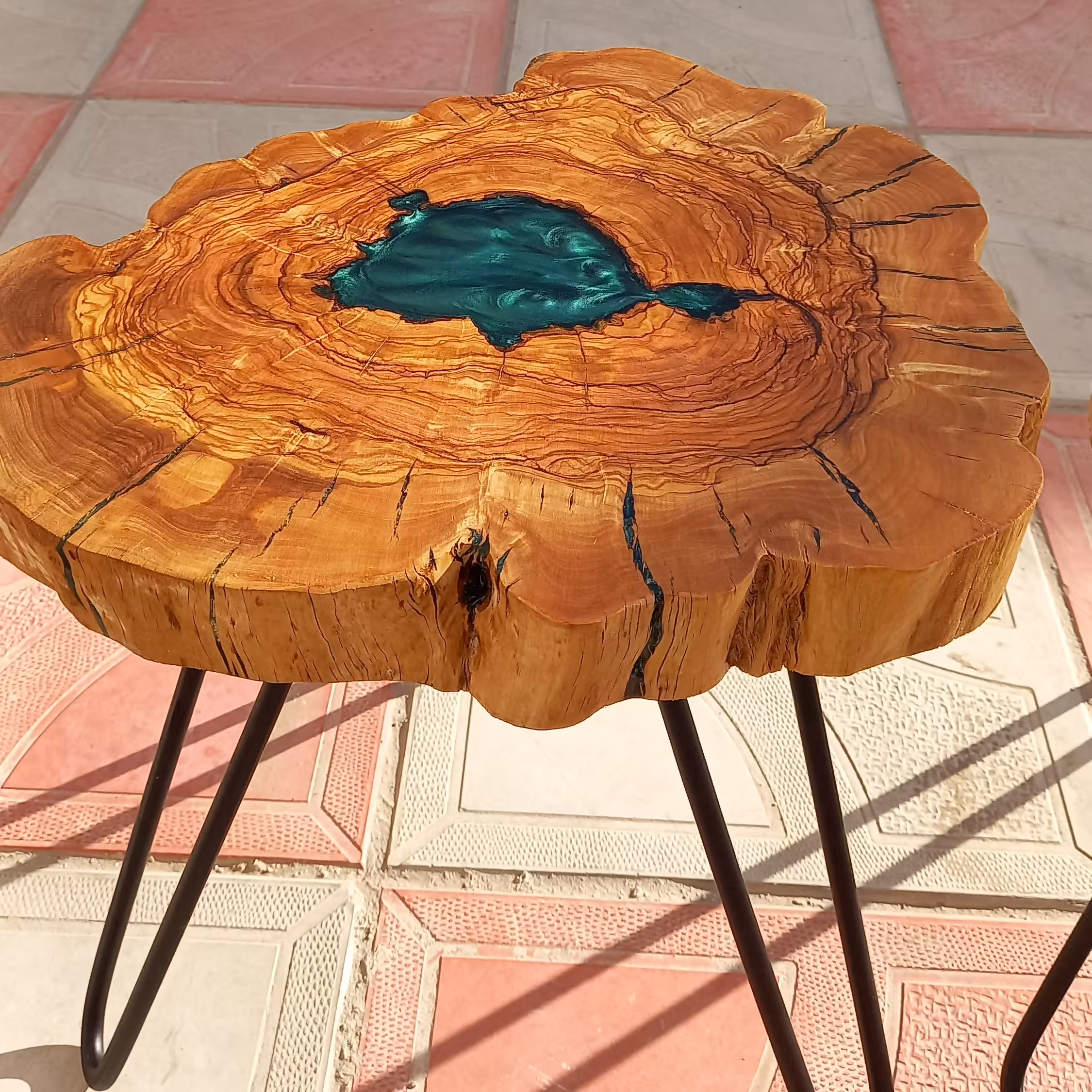 سِت میز عسلی روستیک (چوب زیتون و اپوکسی)