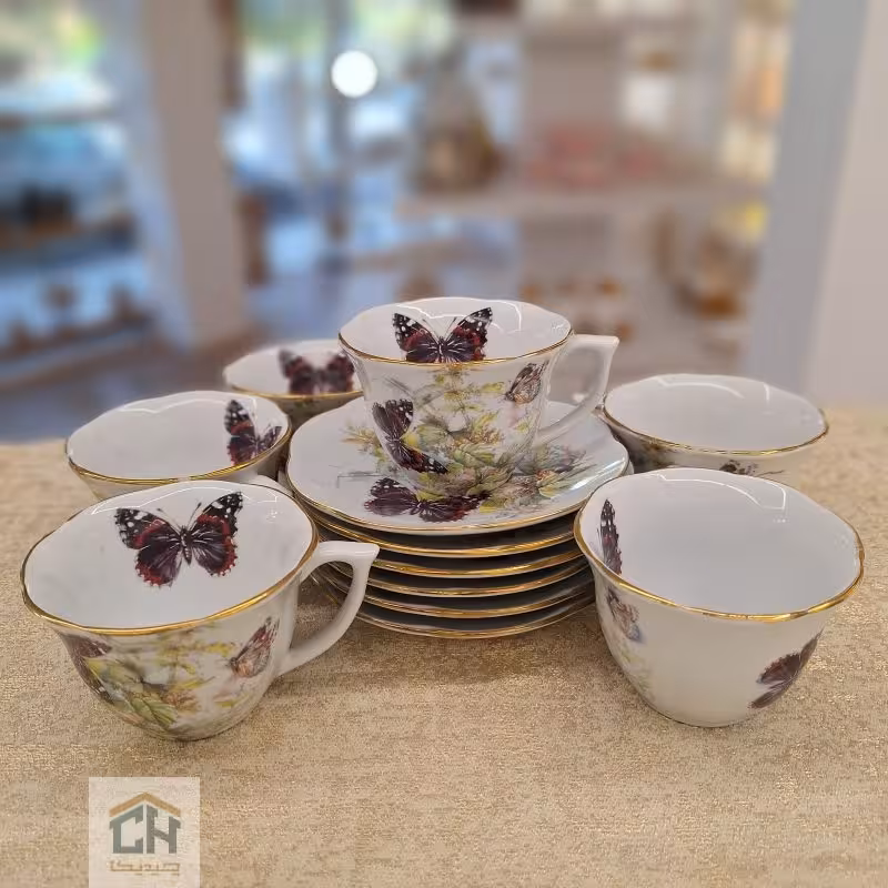 ست چای خوری چینی طرح پروانه مدل 101128