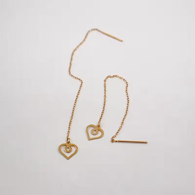 گوشواره بخیه ای طلا طرح قلب