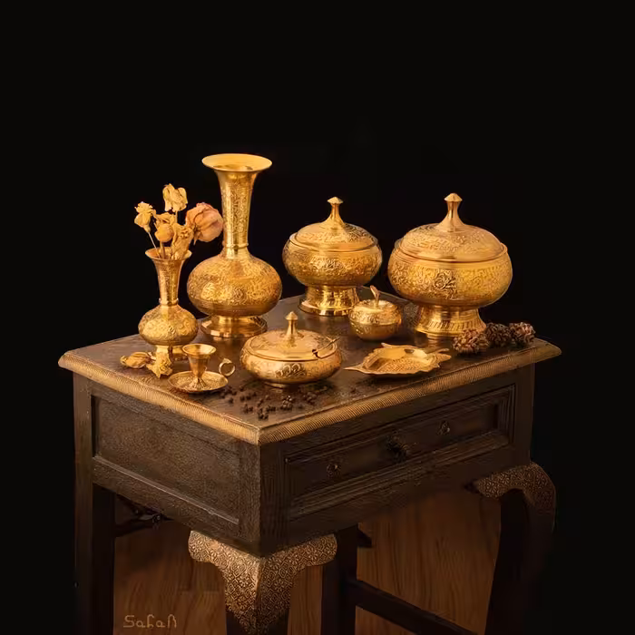 ست پذیرایی برنجی طلایی کد 469