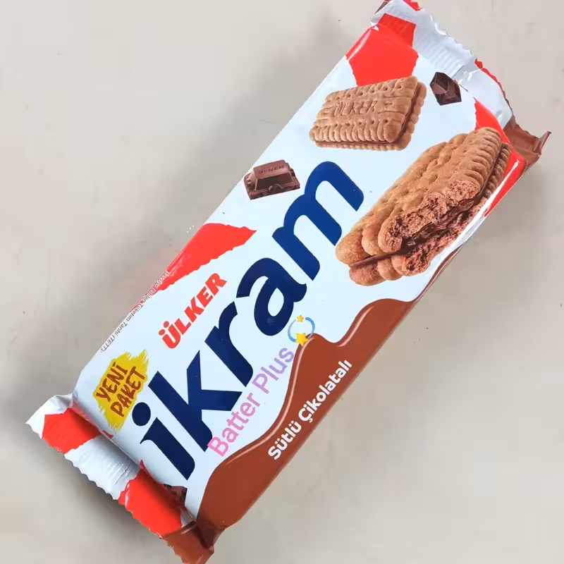 بیسکوییت کاکائویی با مغز کرم شکلات شیری 84 گرم ایکرام اولکر Ulker Ikram | amazonchi