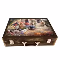 جعبه چوبی مدل چمدان بزرگ طرح باغچه رویایی    