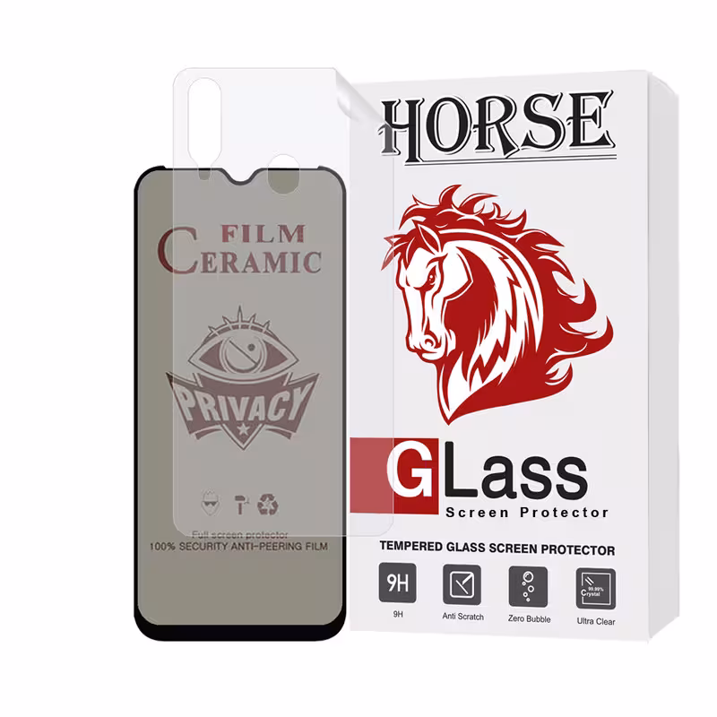 محافظ صفحه نمایش سرامیکی حریم شخصی هورس مدل CERPRIVNANOH مناسب برای گوشی موبایل سامسونگ Galaxy A20s به همراه محافظ پشت گوشی | کالا برتری